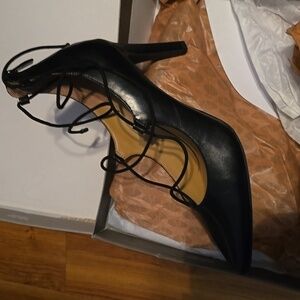 Franco Sarto Black Lace-Up Heels